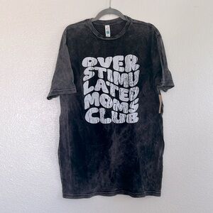 Vintage wash “overstimulated moms club” graphic tee, size Large